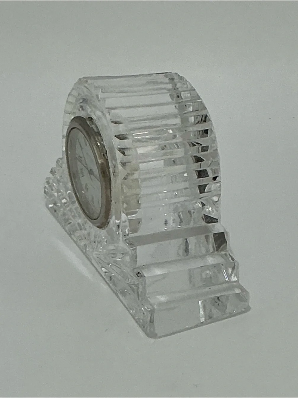Waterford Clear Crystal Desk Clock with Roman Dial